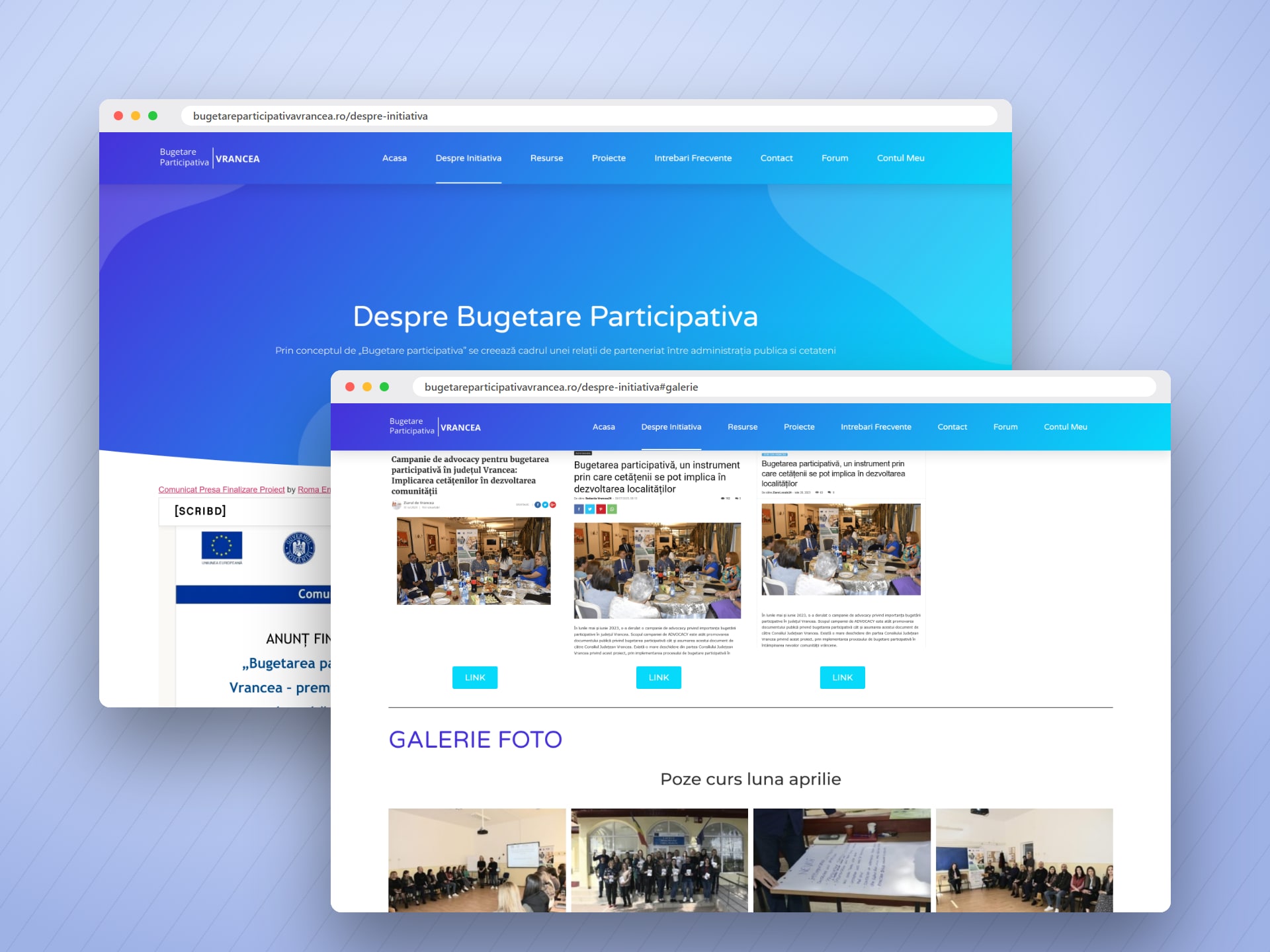 Bugetare Participativa Vrancea initiative page and photo gallery