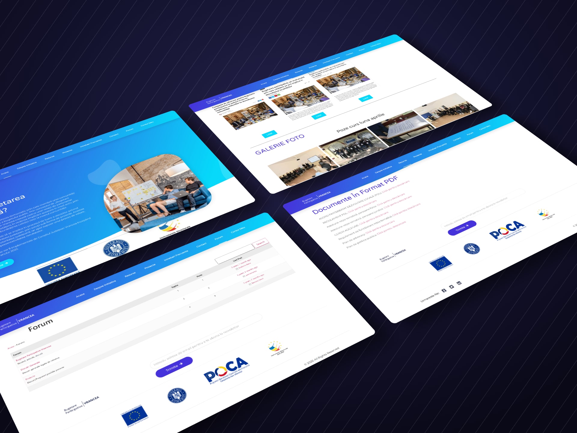 Bugetare Participativa Vrancea desktop pages in isometric view