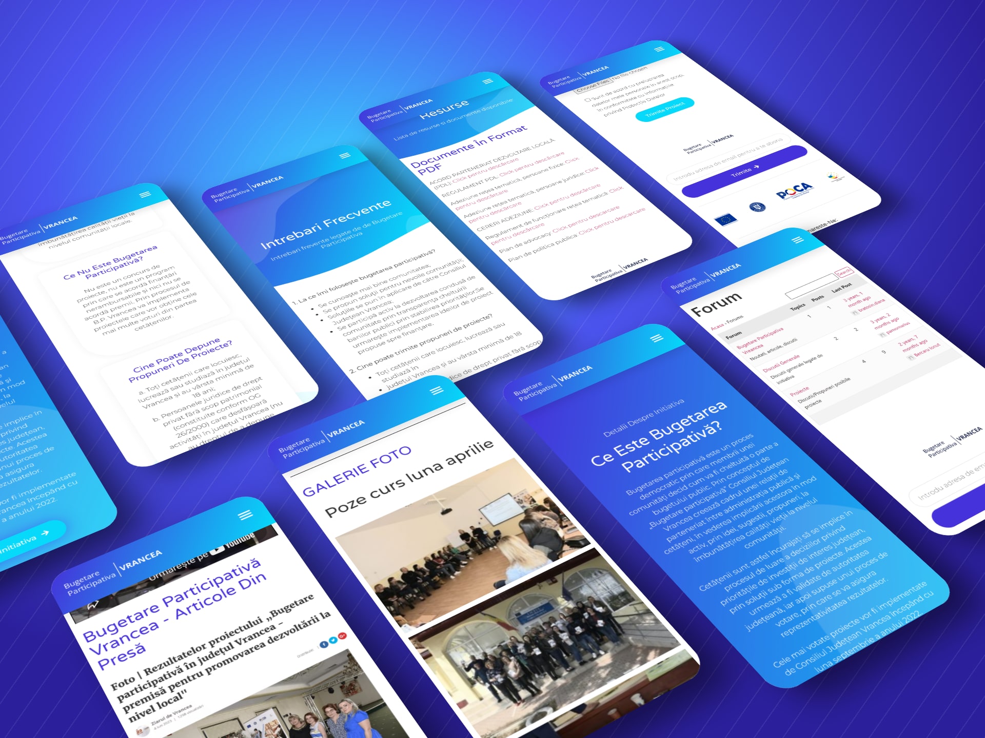 Bugetare Participativa Vrancea mobile pages in isometric view